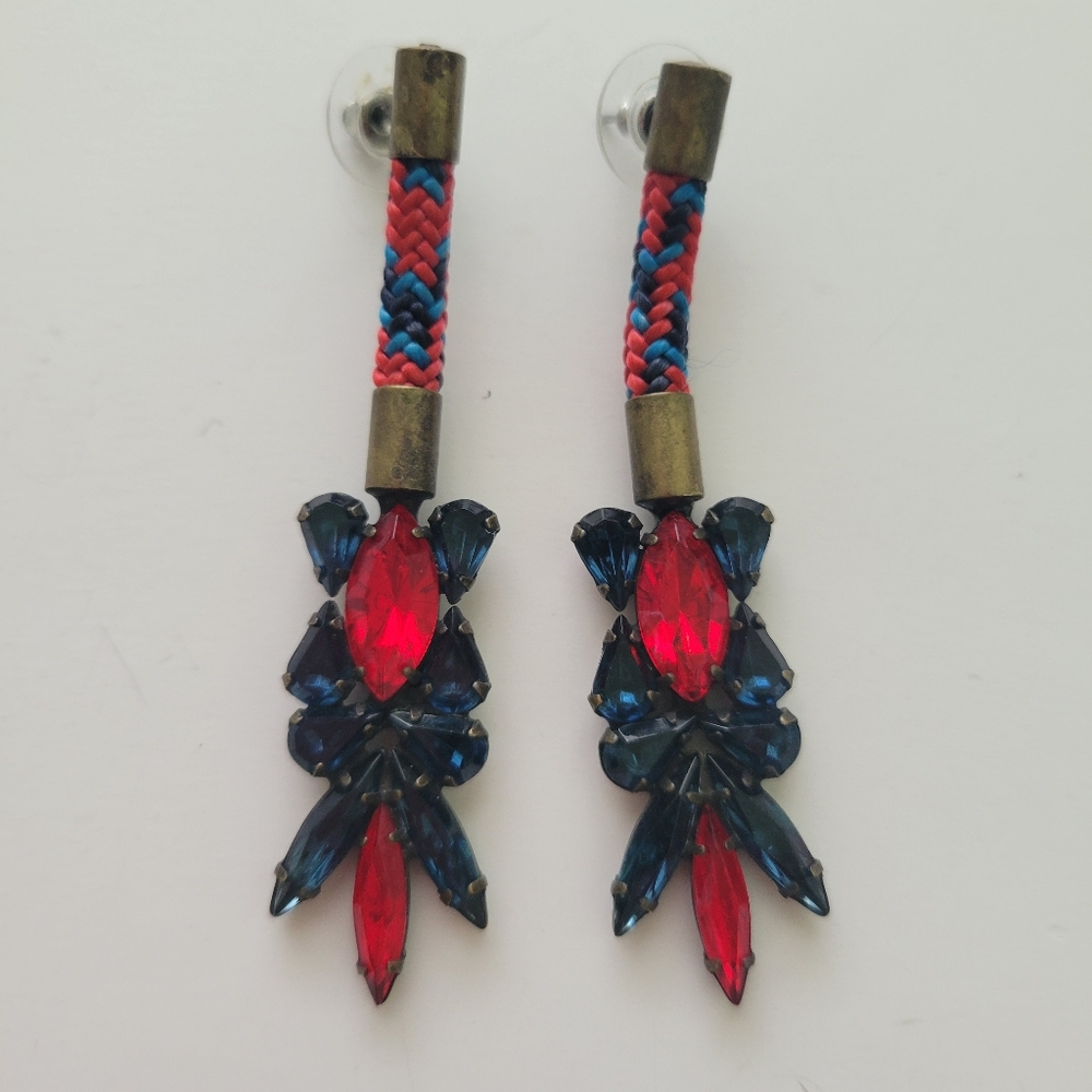 Vintage Auden Earrings Crystal Brass Multicolor Jewelry rare